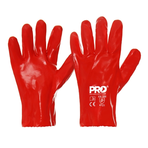 GLOVE PVC RED 27CM SINGLE DIPPED